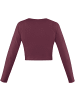 Janice 2 x Damen crop Langarmshirt Nerja in Beige/Burgund