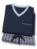 Moonline Pyjama mit karierter Hose in navy/hell blau/bordeaux