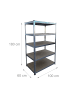 relaxdays Schwerlastregal in Silber - (B)100 x (H)180 x (T)60 cm