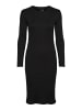 Vero Moda Geripptes Kleid Long Dress Bodycon Etui Shirt VMLAVENDER in Schwarz