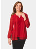 GOLDNER Kurzgröße:  Festliche Bluse mit Chiffonüberwurf in rot