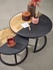 KADIMA DESIGN Runde Couchtische, 2er Set, Mango Massivholz/Steinoptik, modern