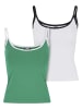 Urban Classics Urban Classics Ladies Contrast Basic Top 2-Pack in froggreen/white+white/black