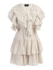 faina Damen Rüschenkleid in Wollweiss mit Goldenen Punkten