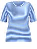 SAMOON T-Shirt Kurzarm Rundhals in Magic Blue-Weiß Ringel