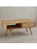 KADIMA DESIGN Couchtisch 90x40x45 cm Mango Massivholz / Rattan Wohnzimmertisch