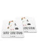 Mr. & Mrs. Panda Design Untersetzer Einhorn Sekretärin mit Spruch in Weiß