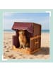 relaxdays Hundestrandkorb "Gestreift" in Dunkelrot / Natur – (B)75 x (H)95 x (T)65 cm