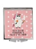 Mr. & Mrs. Panda Kosmetikspiegel Einhorn Woodstock mit Spruch in Rot Pastell