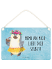 Mr. & Mrs. Panda Holzbild Pinguin Kokosnuss mit Spruch in Eisblau