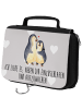 Mr. & Mrs. Panda Kulturtasche Pinguine Einschlafen mit Spruch in Grau Pastell