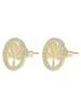 Adeliás Damen Ohrringe – Ohrstecker Lebensbaum aus 925 Silber mit Zirkonia in gold