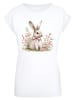 F4NT4STIC T-Shirt Niedlicher Osterhase mit Blumen in weiß