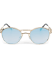 styleBREAKER Panto Sonnenbrille in Gold / Blau-Rosa verspiegelt