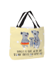 Mr. & Mrs. Panda Shopper Tasche Koala Familie mit Spruch in Gelb Pastell