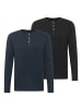 Mustang Longsleeve 2er Pack in Schwarz/Dunkelblau
