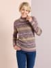Sieh an! Stehkragen-Pullover in burgund-mauve-gemustert