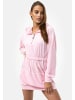 enflame Long Oversized Hoodie Dress Nicki Velours Kapuzen Pullover Kleid in Rosa