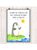Mr. & Mrs. Panda Bild Pinguin Surfer mit Spruch in Weiß