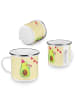 Mr. & Mrs. Panda Camping Emaille Tasse Avocado Party Zeit ohne S... in Gelb Pastell