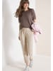 Cecil Mid Waist Slim Leg Hose im Casual Fit in Beige