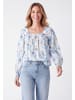 usha BLUE LABEL Women Blouse in Sky Blue White