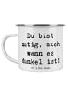 Mr. & Mrs. Panda Camping Emaille Tasse Spruch Angst vor Dunkelhe... in Weiß