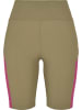 Urban Classics Urban Classics Damen Ladies Color Block Cycle Shorts in khaki/brightviolet