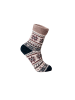 Yuhu Kuschelsocken Damen 2er Pack Baumwolle Norweger-Muster in Braun