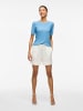 Vila VILA Damen Satin Blusen T-Shirt Halbarm Basic Top VIPLISA in Blau-4