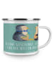 Mr. & Mrs. Panda Tasse Emaille Gastgeschenke Freude mit Spruch in Meeresbrise