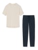 Schiesser Schlafanzug Cotton in Blau gepunktet / Creme