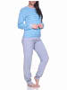 NORMANN Frottee Pyjama langarm Bündchen Streifen - 71458 in hellblau