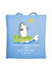 Mr. & Mrs. Panda Shopper Pinguin Surfer mit Spruch in Sky Blue