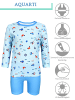 Aquarti Baby Jungen Bade-Set Zweiteiliger Badeanzug T-Shirt Hose in hellblau