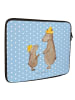 Mr. & Mrs. Panda Laptop Sleeve Bären mit Hut ohne Spruch in Blau Pastell