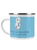 Mr. & Mrs. Panda Camping Emaille Tasse Bräutigam Heute mit Spruch in Sky Blue