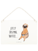 Mr. & Mrs. Panda Wandbild Holz Faultier Kaffee mit Spruch in Transparent
