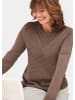 GOLDNER Kurzgröße:  Pullover Baumwoll-Pullover in Rippenstruktur in taupe