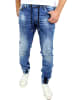RESLAD Jeans Denim Jogginghose in blau