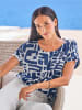 Heine Bluse in royalblau-ecru-bedruckt