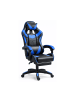 Wisam® Gaming Stuhl Drehbar Fußstütze Schwarz Blau