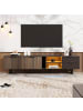 ABRIHOME TV Schrank in Schwarz mit Marmoroptik und LED Beleuchtung 200 cm