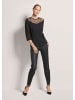 MADELEINE Rundhals-Shirt mit Spitze, Baumwollmix in schwarz