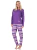 NORMANN Normann Damen langarm Schlafanzug Pyjama in wunderschöner Optik - 88773 in lila