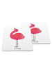 Mr. & Mrs. Panda Gläseruntersetzer Flamingo Stolz ohne Spruch in Weiß