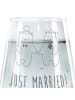 Mr. & Mrs. Panda Gravur Glas Bär Heirat mit Spruch in Transparent