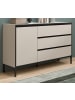 Inn.Furn Sideboard Kaschmir mit schwarz, Kommode mit 3 Vollauszug-Schubkästen 163 x 83 cm