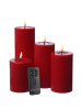 Deluxe Homeart 4er Set LED Kerzen MIA Echtwachs Deluxe 4 Größen mit Batterien Fernb in rot