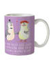 Mr. & Mrs. Panda Tasse 3. Hochzeitstag Lederhochzeit mit Spruch in Lavendeltraum